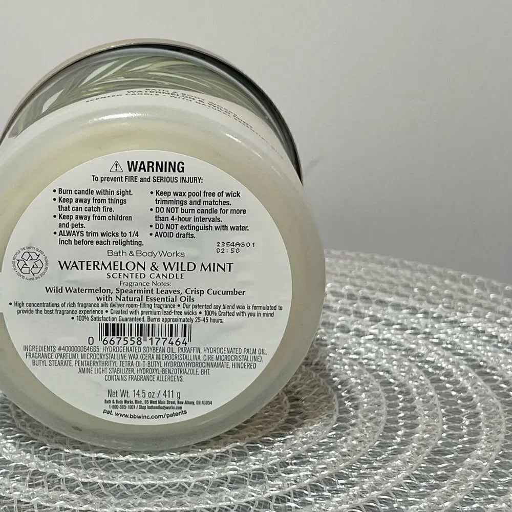 BBW Watermelon and Wild Mint 3 Wick Candle NWT